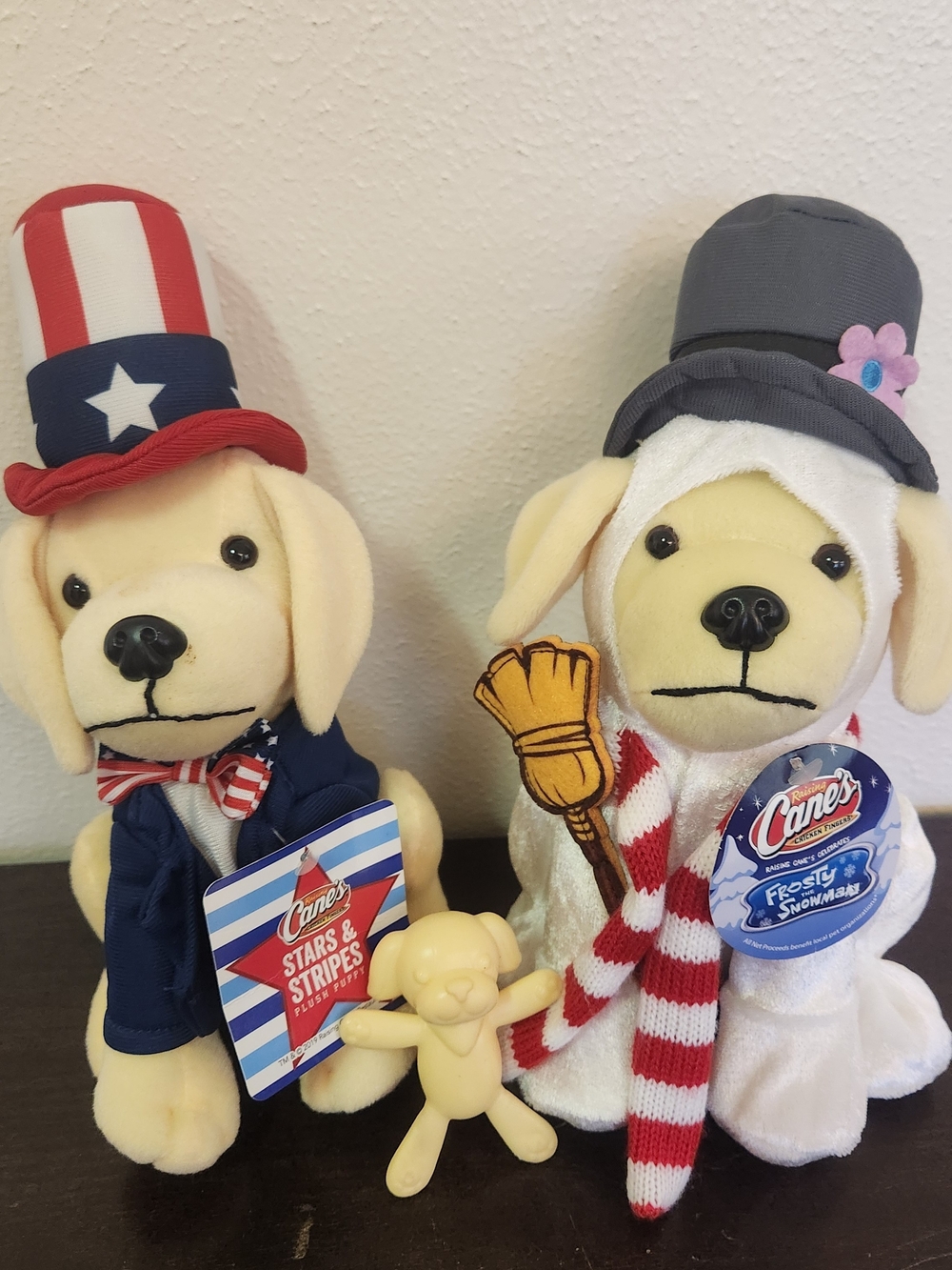 Raising Cane's Plush Dog Duo - Patriotic & Snowman Plush